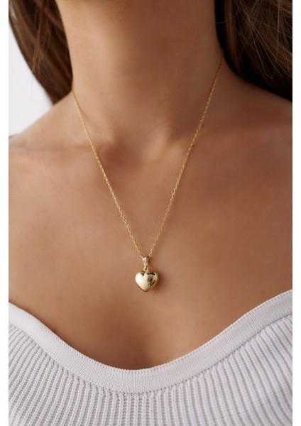 14 Ayar Altın Forse Zincir Kalp Kolye