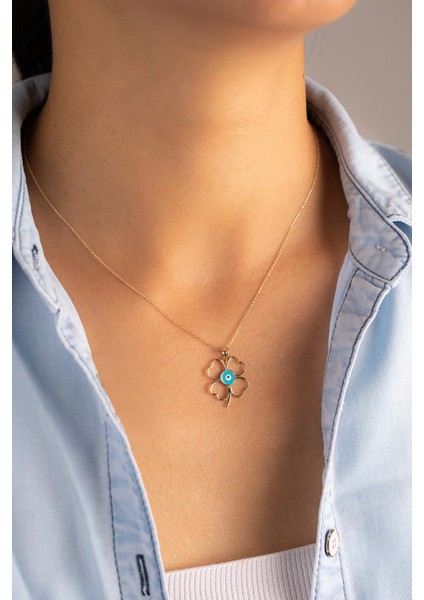 Altın Yonca Kolye Mineli Taşsız fiyatları