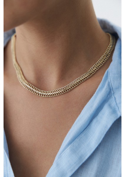 14 Ayar Altın Örgü Hasır Zincir