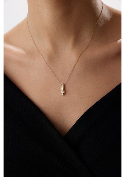 14 Ayar Altın Çubuk Kolye