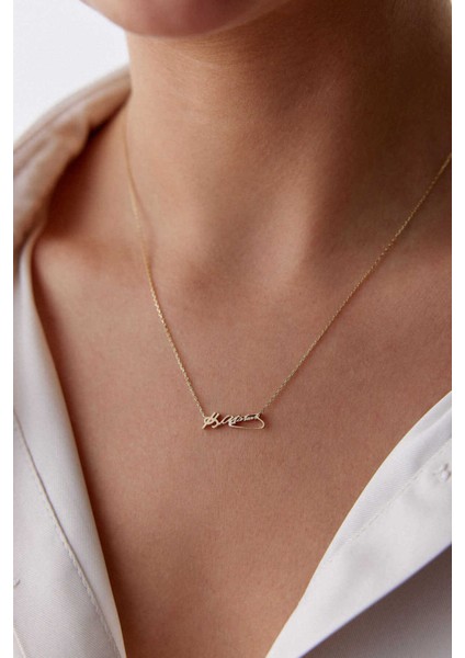 14 Ayar Altın Mustafa Kemal Atatürk Imzalı Kolye