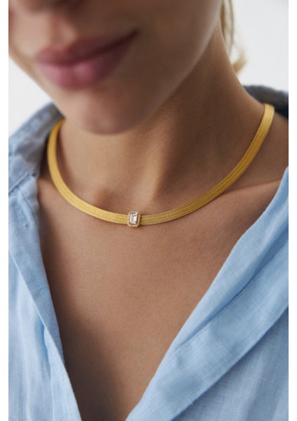 14 Ayar Altın Kalze Baget Kolye