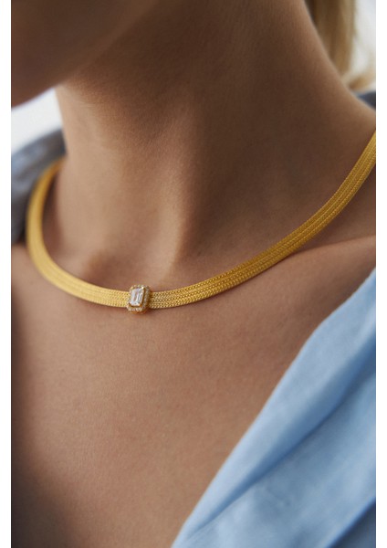 14 Ayar Altın Kalze Baget Kolye modelleri