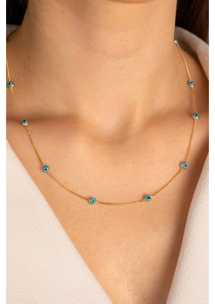 14 Ayar Altın Sıralı Göz Kolye