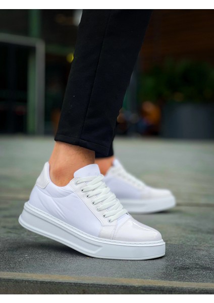 Techmrt KB-X46 Kuback Beyaz Rugan Yüksek Beyaz Taban Günlük Spor Ayakkabı (Numara: 44) fırsatları
