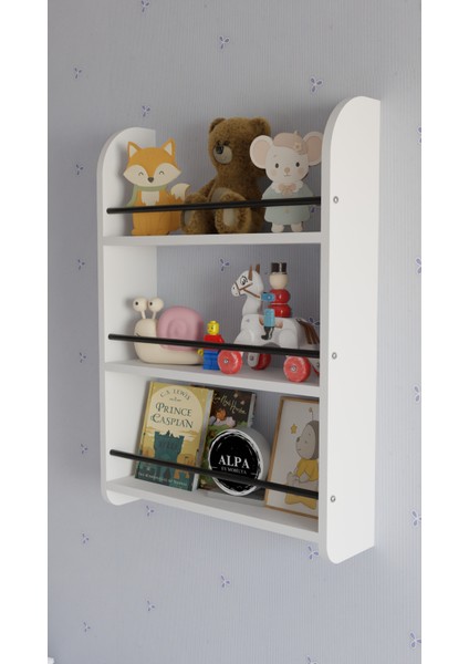 Montessori Çocuk Duvar Kitaplık Rafı | Çocuk Odası Kitap ve Oyuncak Düzenleyici Raf