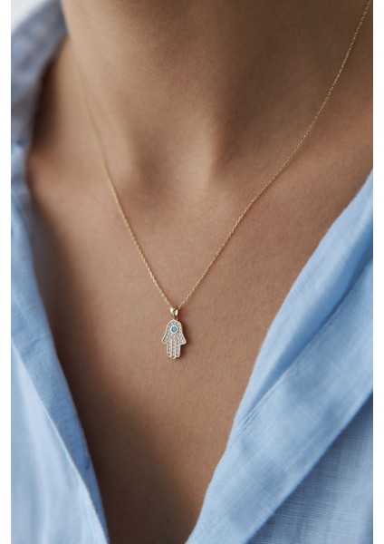 14 Ayar Altın Fatma Ana Eli Kolye