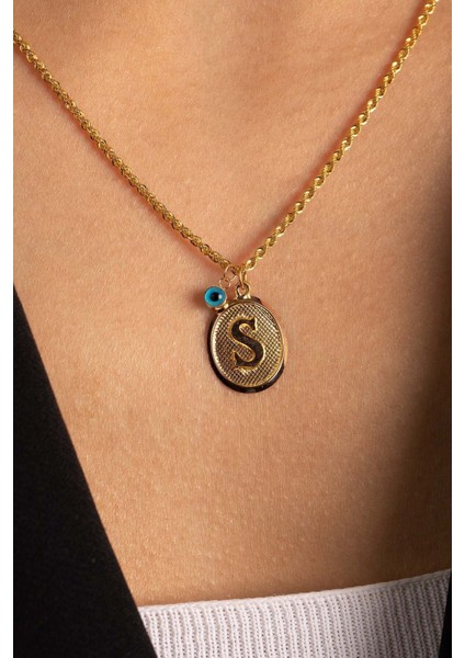 Nazar Boncuklu Altın Harf Kolye fırsatları