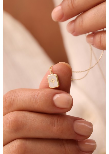 14 Ayar Altın Mineli Kuzey Yıldızı Kolye modelleri