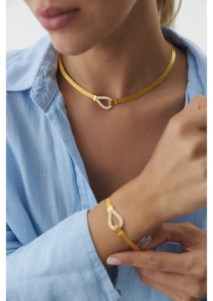 14 Ayar Altın Trabzon Hasır Taşlı Damla Set