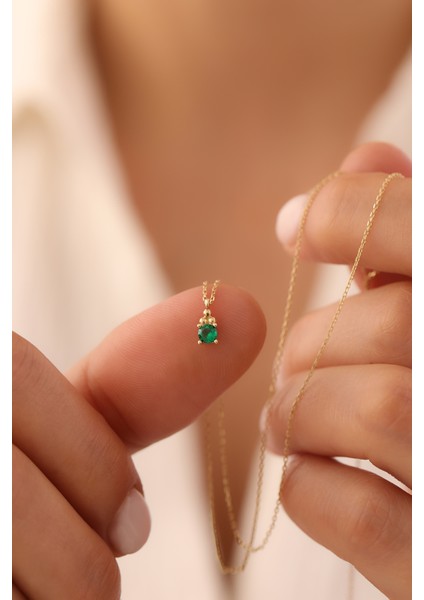 14 Ayar Altın Yeşil Tektaş Kolye fiyatları