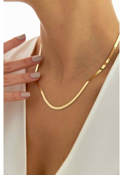 Altın Italyan Ezme Kemer Kolye Kalın