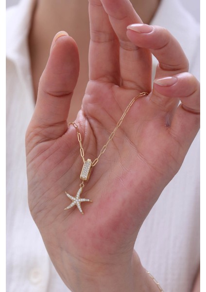 14 Ayar Altın Ataş Zincir Deniz Yıldızı Kolye modelleri
