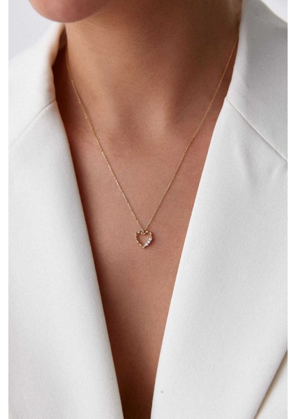 14 Ayar Altın Burgu Kalp Kolye