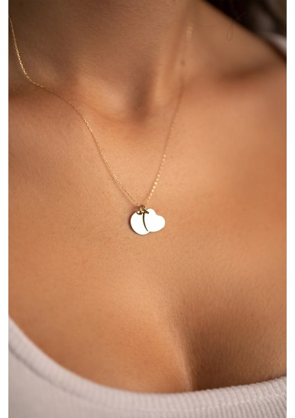 14 Ayar Altın Forse Zincir Kalp Plaka Kolye