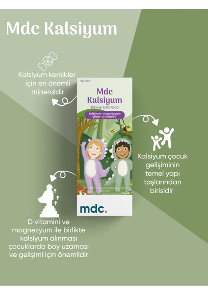 Kalsiyum Şurup (Kalsiyum, Magnezyum, Çinko, D Vitamini) 150 ml fiyatları