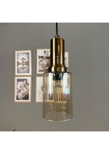 Vetra Cam Bal Rengi Tekli Avize Eskitme Fener Başlık Retro Sarkıt Lamba Restoran Salon Aydınlatma