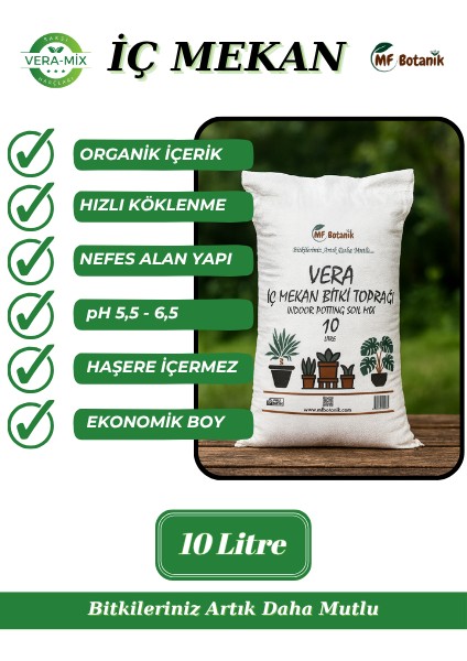 Botanik Vera-Mix İç Mekan Bitki Toprağı – Organik – Hızlı Köklenme – Haşere İçermez – 10 Litre modelleri