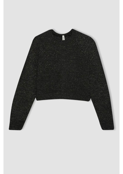 Kız Çocuk Yılbaşı Temalı Bisiklet Yaka Triko Kazak B4069A823WN