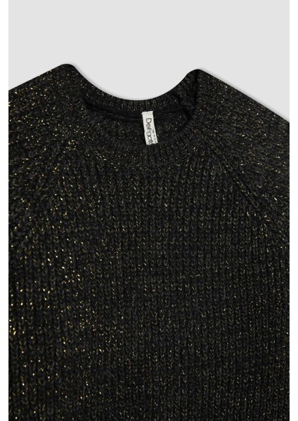 Kız Çocuk Yılbaşı Temalı Bisiklet Yaka Triko Kazak B4069A823WN