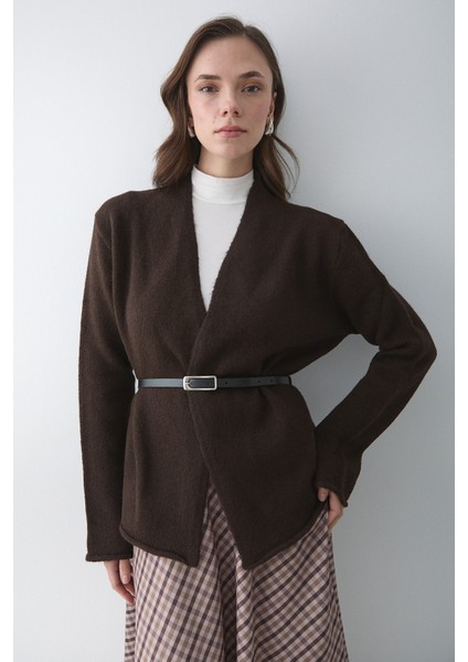 Koyu Kahve Kemerli Hırka - 241084