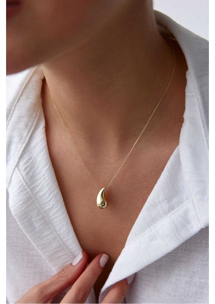 14 Ayar Altın Damla Kolye