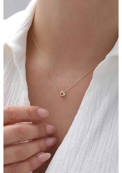 14 Ayar Altın Tektaş Kalp Kolye fiyatları