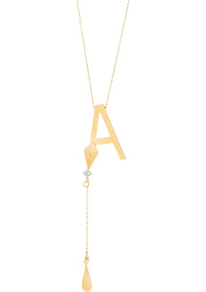 14 Ayar Altın Asimetrik Sallantılı Harf Kolye fırsatları