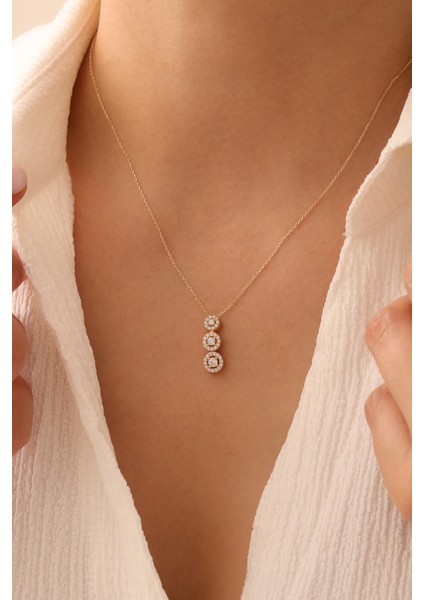 14 Ayar Altın Üçlü Halka Baget Kolye fiyatları