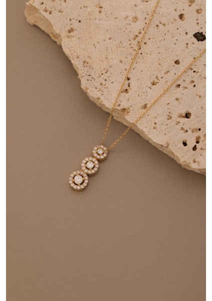 14 Ayar Altın Üçlü Halka Baget Kolye fırsatları