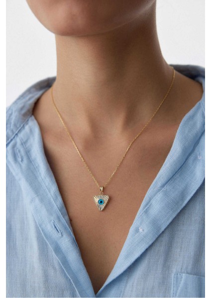 14 Ayar Altın Kalemli Üçgen Kolye