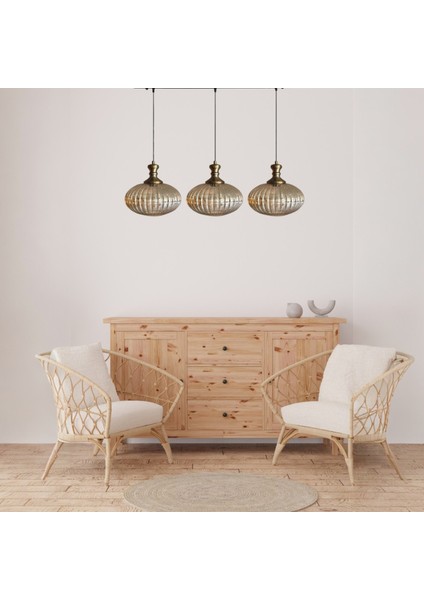 Elegant Cam Bal Rengi Üçlü Eskitme Tokmak Başlık Sarkıt Lamba Restoran Salon Aydınlatma modelleri