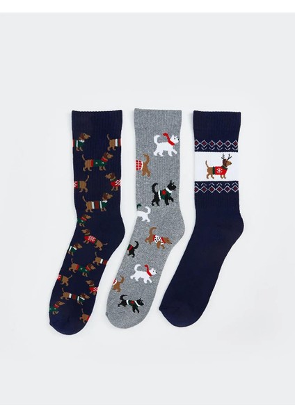 Yılbaşı Temalı Erkek Soket Çorap 3'lü (W5) fiyatları