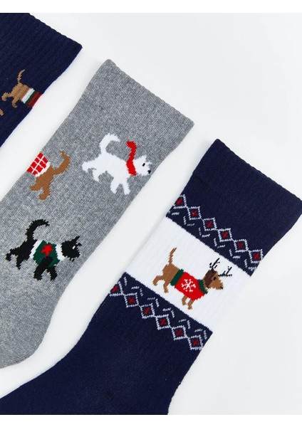 Yılbaşı Temalı Erkek Soket Çorap 3'lü (W5) modelleri