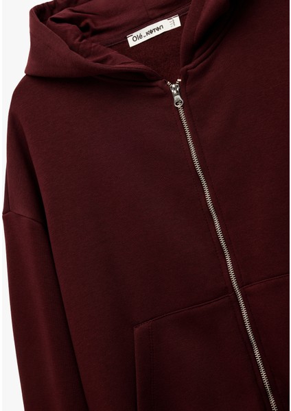 Şardonlu Kapşonlu Uzun Kollu Fermuarlı Sweatshirt modelleri