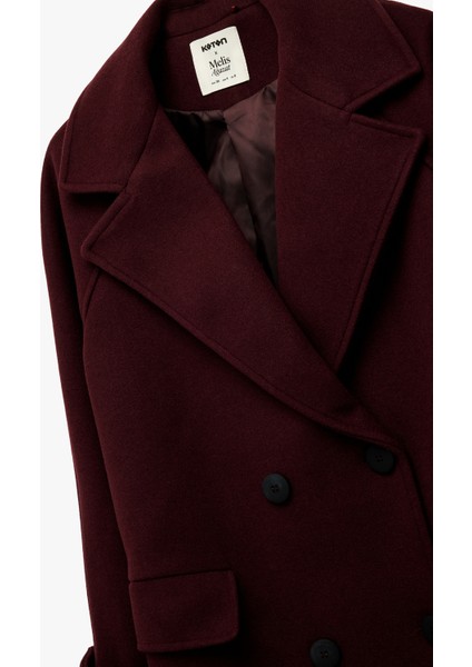 x Melis Ağazat - Kaşe Kaban Kruvaze Uzun Kollu Cepli Düğmeli modelleri