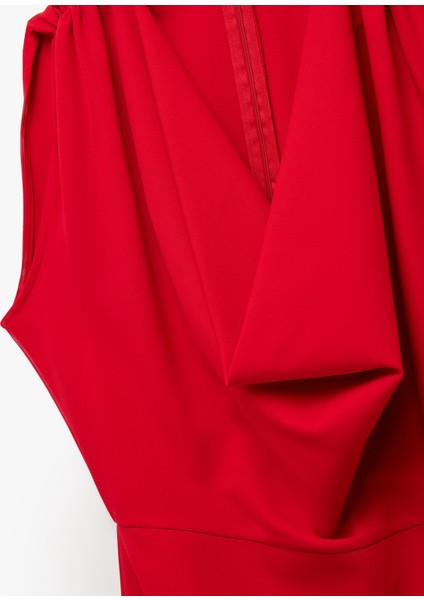 Degaje Yaka Kolsuz Drapeli Mini Elbise fırsatları