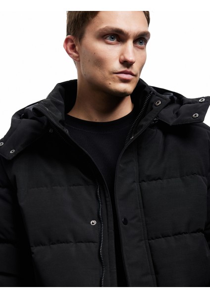 Kapşonlu Çıtçıt Düğmeli Kapaklı Cep Detaylı Şişme Mont fiyatları