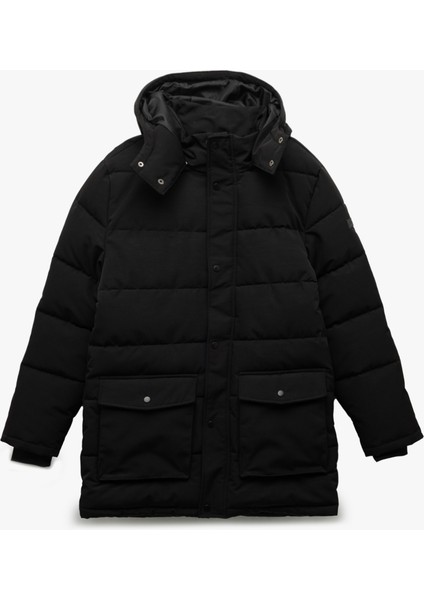 Kapşonlu Çıtçıt Düğmeli Kapaklı Cep Detaylı Şişme Mont modelleri