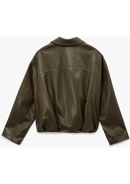 Cepli Fermuarlı Uzun Kollu Oversize Suni Deri Ceket fiyatları