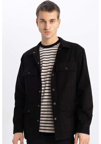 Relax Fit Pamuklu Uzun Kollu Gömlek Ceket B3869AX23AU