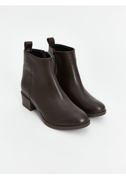 Yeni Sezon Deri Görünümlü Kadın Topuklu Bot