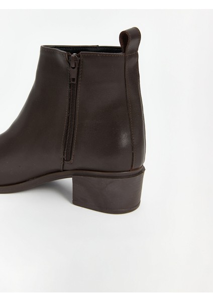 Yeni Sezon Deri Görünümlü Kadın Topuklu Bot modelleri