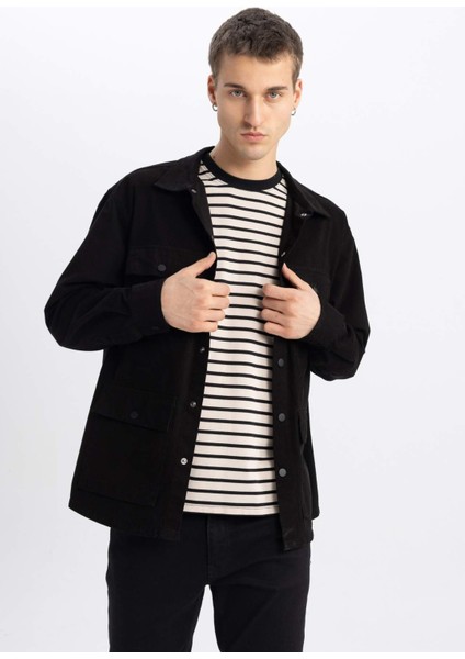 Relax Fit Pamuklu Uzun Kollu Gömlek Ceket B3869AX23AU