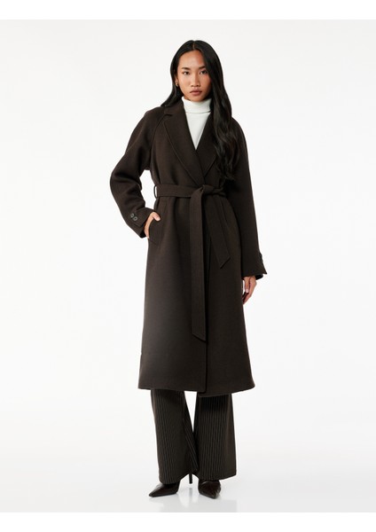 Uzun Kollu Kemerli Cepli Kruvaze Uzun Kaşe Kaban fiyatları