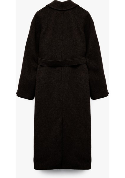 Uzun Kollu Kemerli Cepli Kruvaze Uzun Kaşe Kaban fırsatları