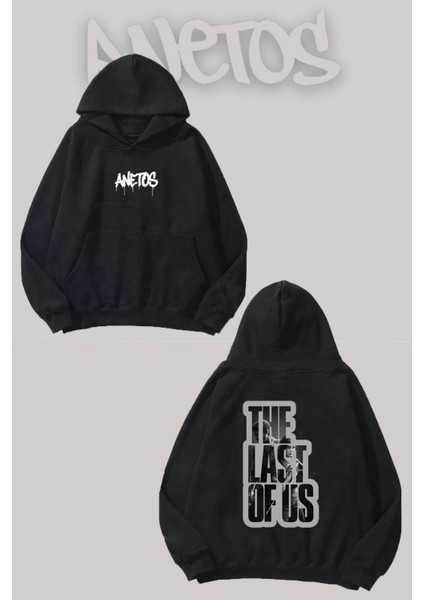 The Last Os Us Sırt Baskılı Siyah Kapüşonlu Sweatshirt