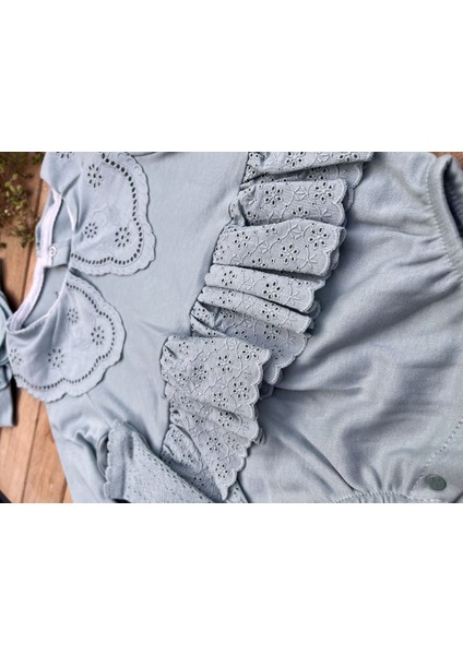 Mammaso Kız Bebek Fistolu 3 Parça Romper Çoraplı Bandanalı Yenidoğan Tulum Body - Mint modelleri