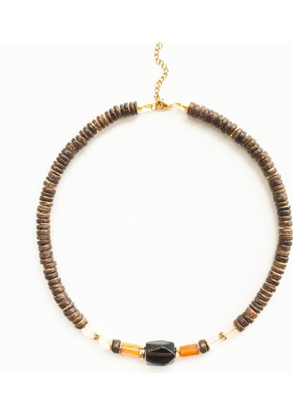 Eirene – Ud Ağacı, Dumanlı Kuvars, Pembe Kuvars, Hematit & Turuncu Akik Kolye fiyatları