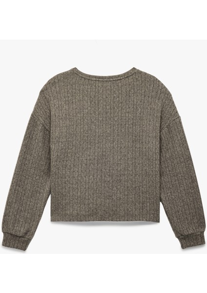 Rahat Kalıp Uzun Kollu Bisiklet Yaka Triko Pijama Üstü fiyatları